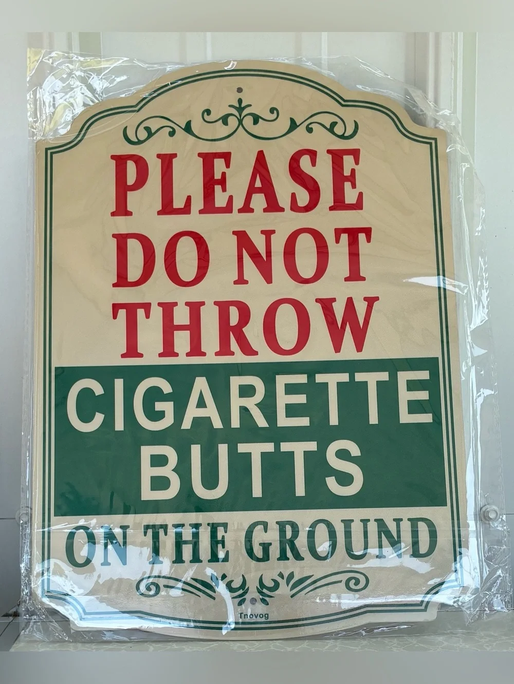 New 2pc. Metal Sign for Indoor or Outdoor Use  “PLEASE DO NOT THROW CIGARETTE BU